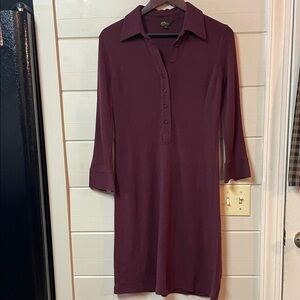 LL BEAN 100% Wool Dress Women’s Knit Burgundy Soft Classic Minimalist Size 6.